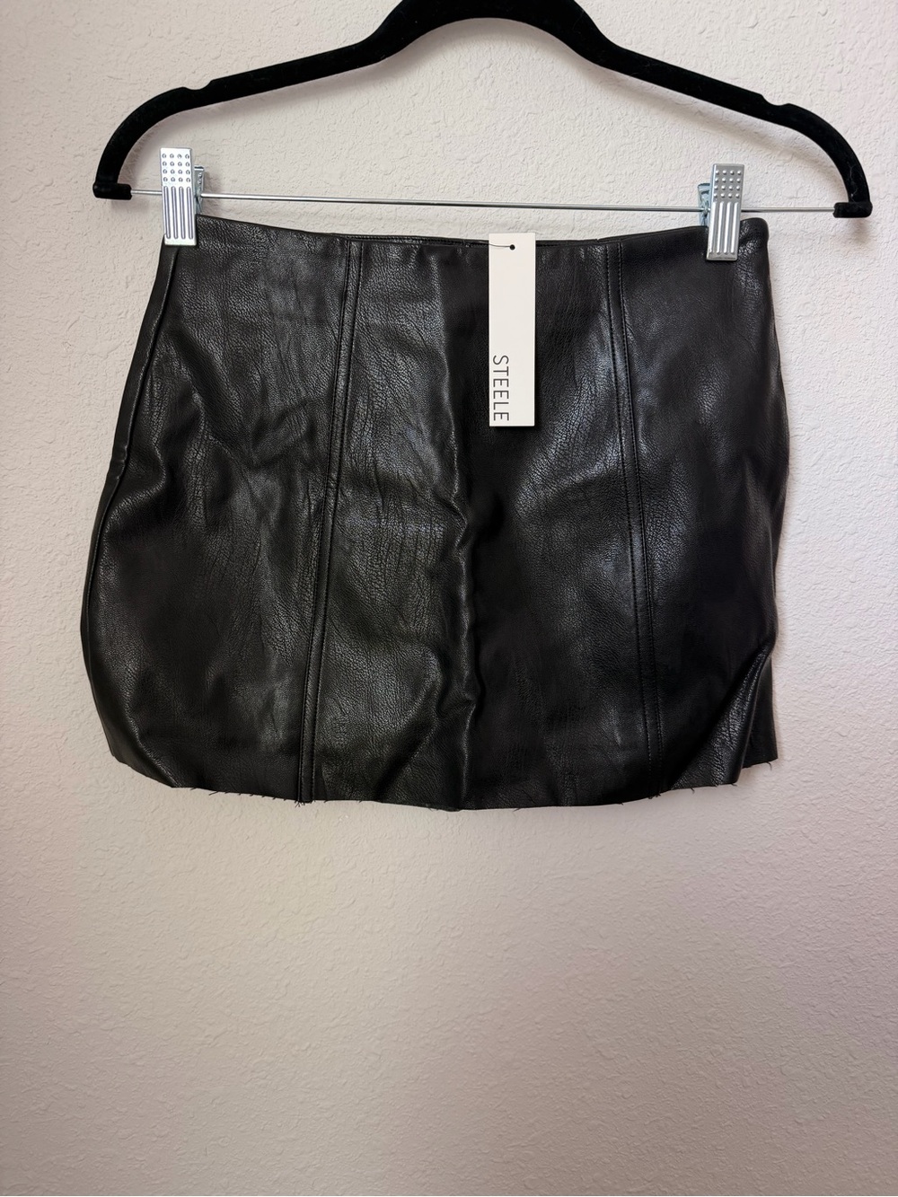 STEELE Black Leather Mini Skirt